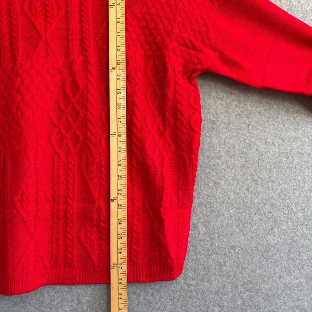 NEW! Mock Neck Red Cable Knit Sweater L Dear Scarlett - Picture 4 of 7